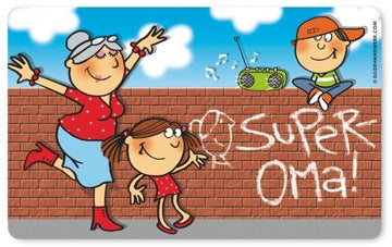 Frühstücksbrettchen Super-Oma tanzend